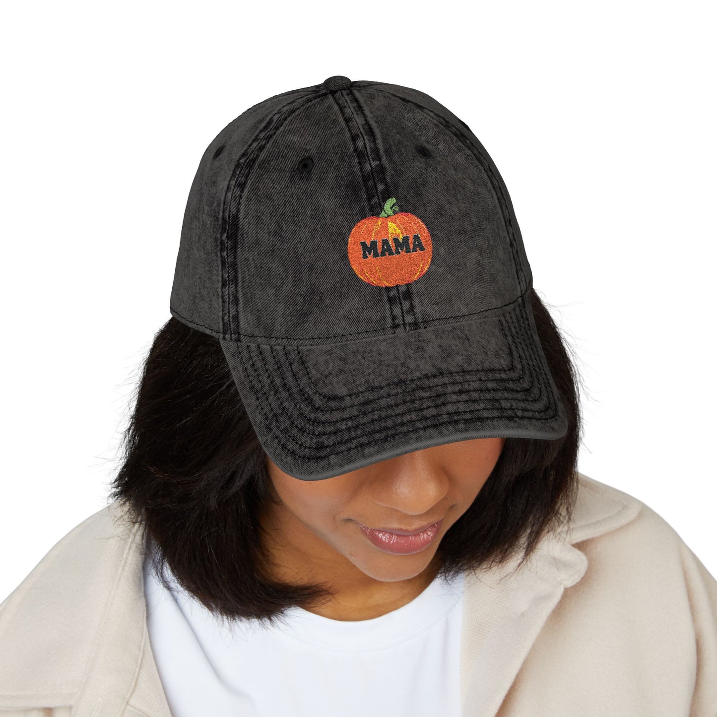 Vintage Pumpkin Mama Cap | Fall Fashion Hat | Embroidered Gift for Moms | Halloween Accessories | Casual Style