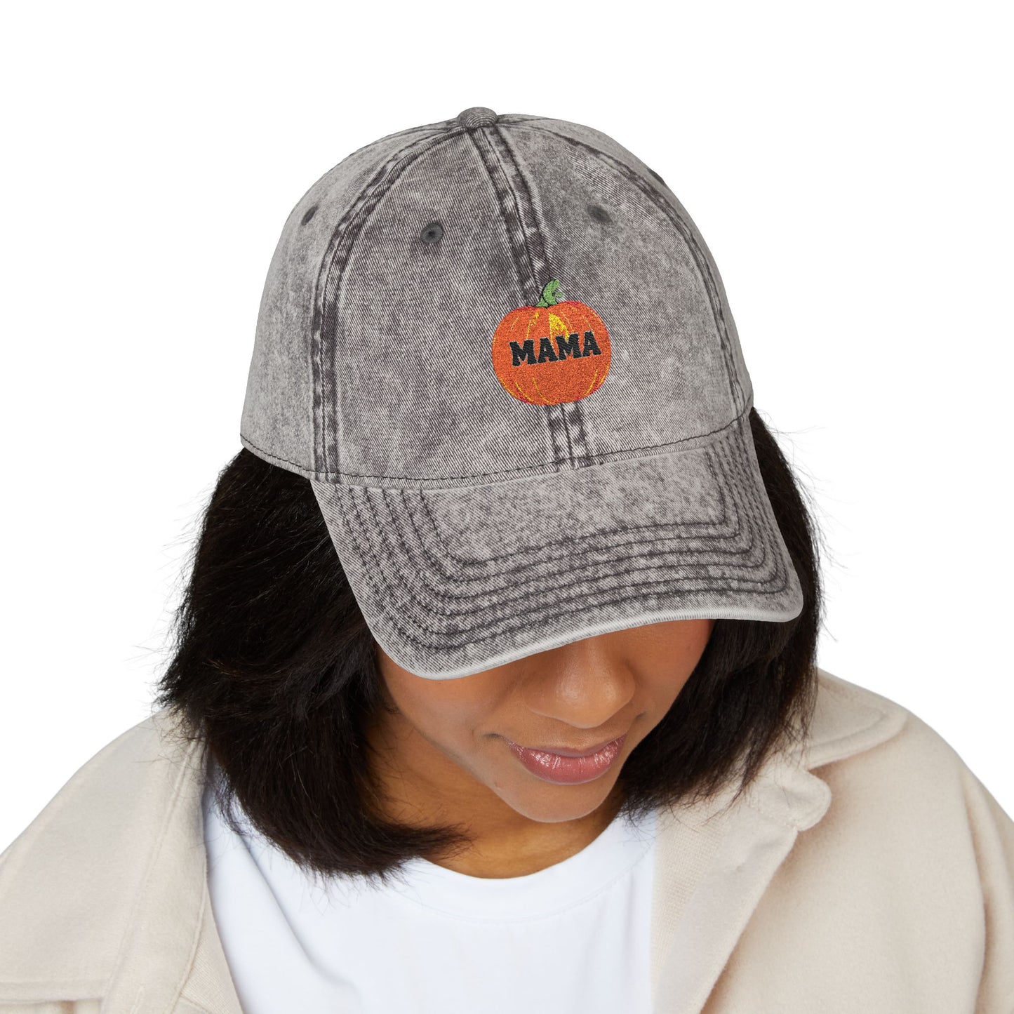 Vintage Pumpkin Mama Cap | Fall Fashion Hat | Embroidered Gift for Moms | Halloween Accessories | Casual Style